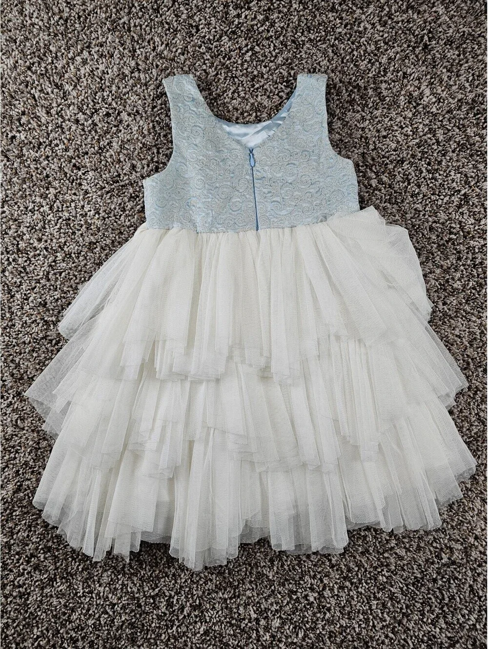 American Princess Sleeveless Tulle Dress Blue Lace Bodice Girls Size 5 Wedding